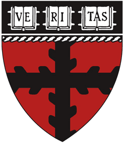 Harvard crest with the Veritas motto on a crimson shield with a cross