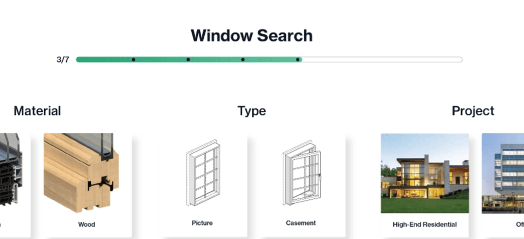 Screenshot of Acelab's window search tool comparing picture and casement window types
